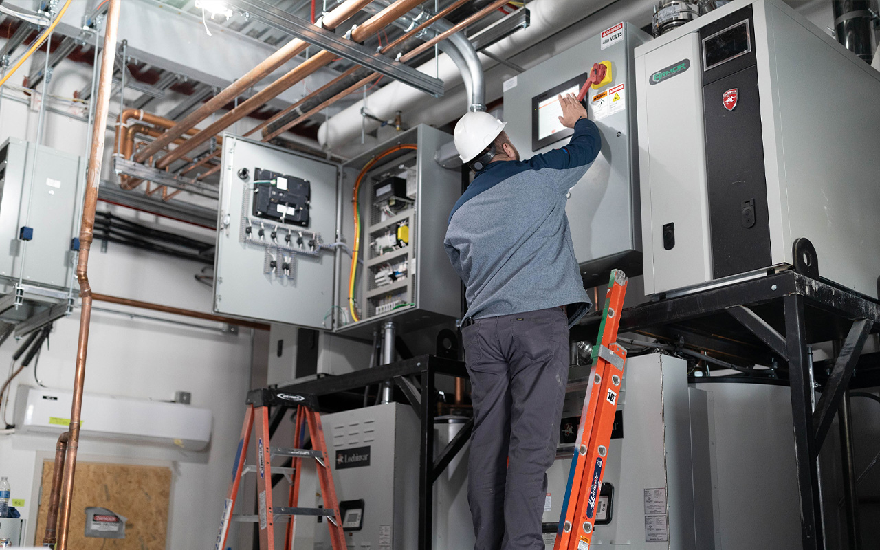 Technical Engineer helps set up Lochinvar boilers